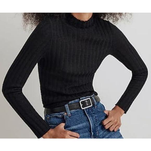 Madewell Harry Sheer Alpaca Mock Neck Lightweight Shirt US Women's XS New - Picture 2 of 6